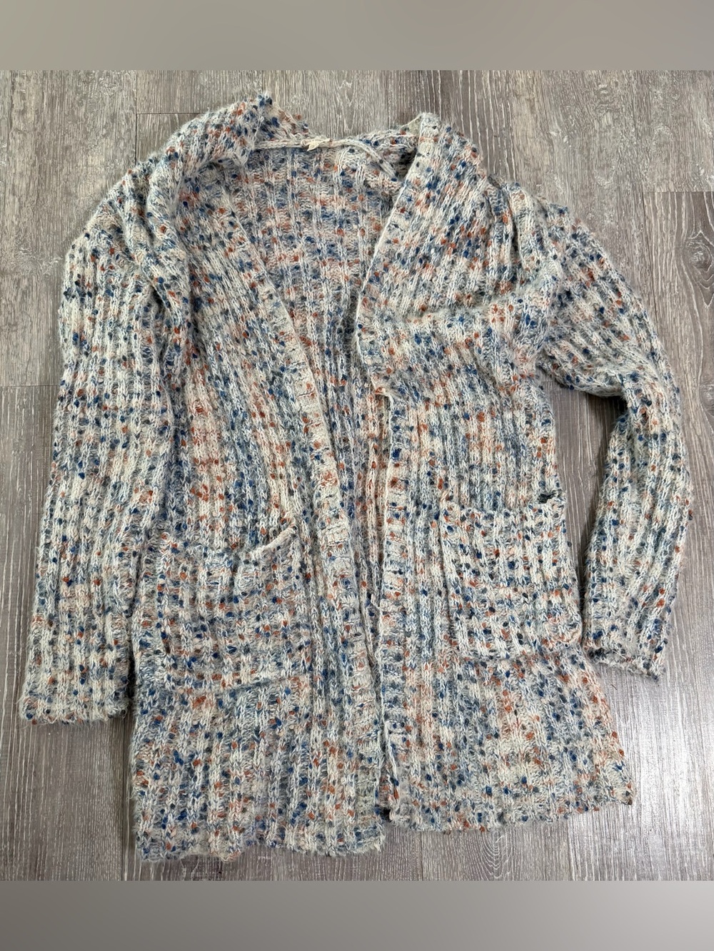 Hem & Thread Confetti Knit Open-Front Cardigan with Pockets
